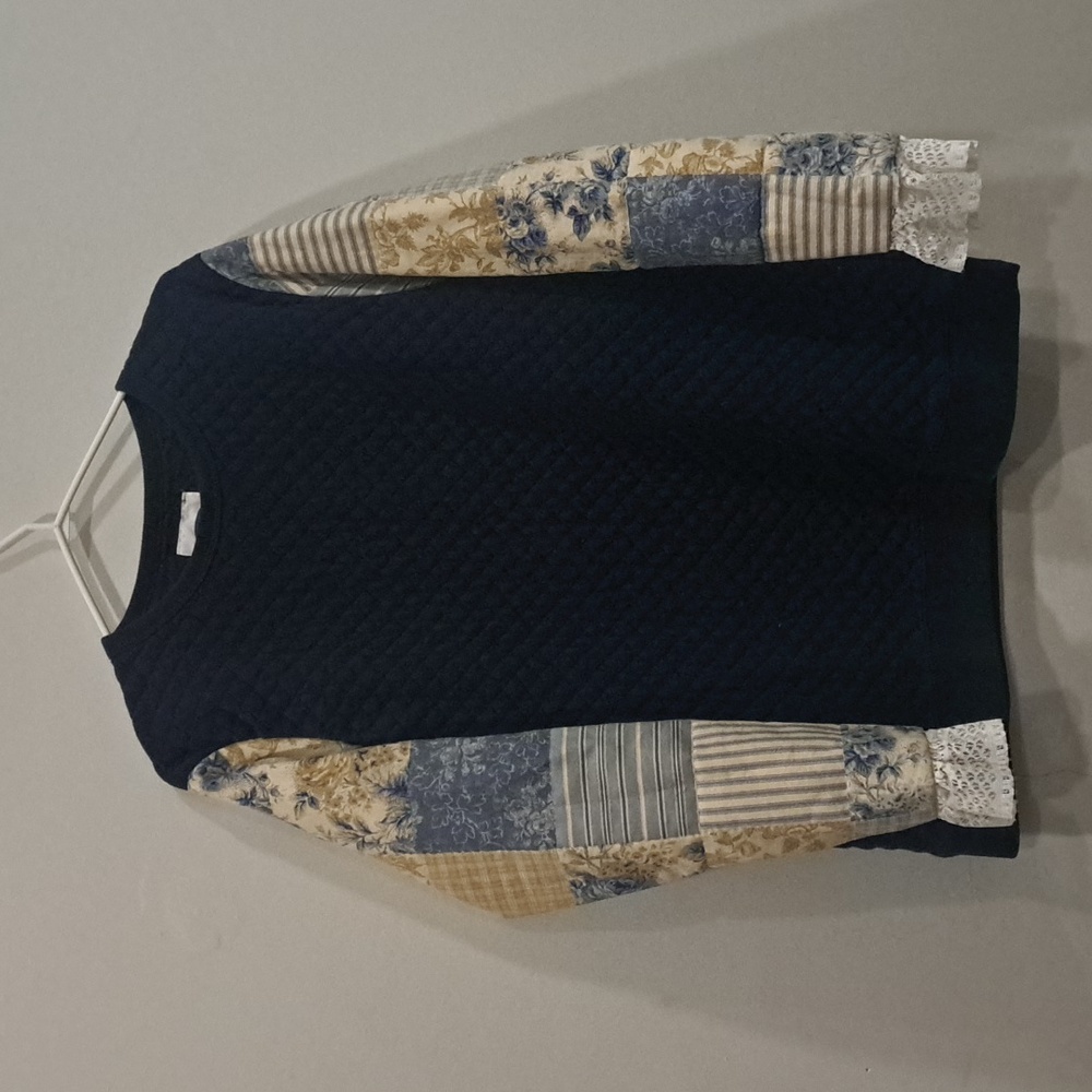 Upcycled Patchwork quilted sleeve sweatshirt